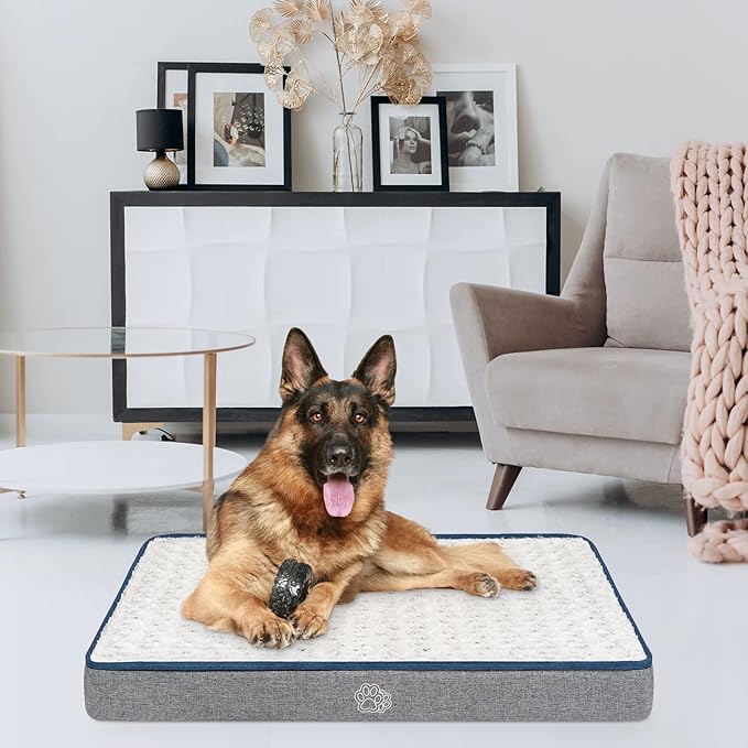 EMPSIGN Reversible Cool and Warm Dog Bed for Crate Pad, Pet Beds with Washable and Removable Cover, Dog Crate Bed Sleeping Mats, Bed for Dog Crate for Large Medium Small Dogs, Grey