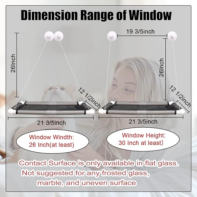 ZALALOVA Cat Window Perch, Cat Window Seat Large Sturdy Cat Bed Fleece Blanket 2024 Latest Screw Suction Cups Cat Resting with Blanket(Grey)