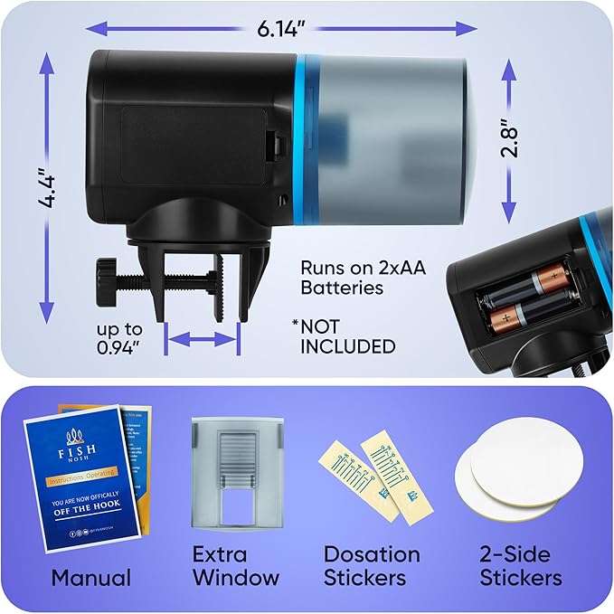Automatic Fish Feeder for Aquarium - New Generation 2024, Auto Food Dispenser with Timer for Small Tank, Big Aquariums & Pond – Model ML