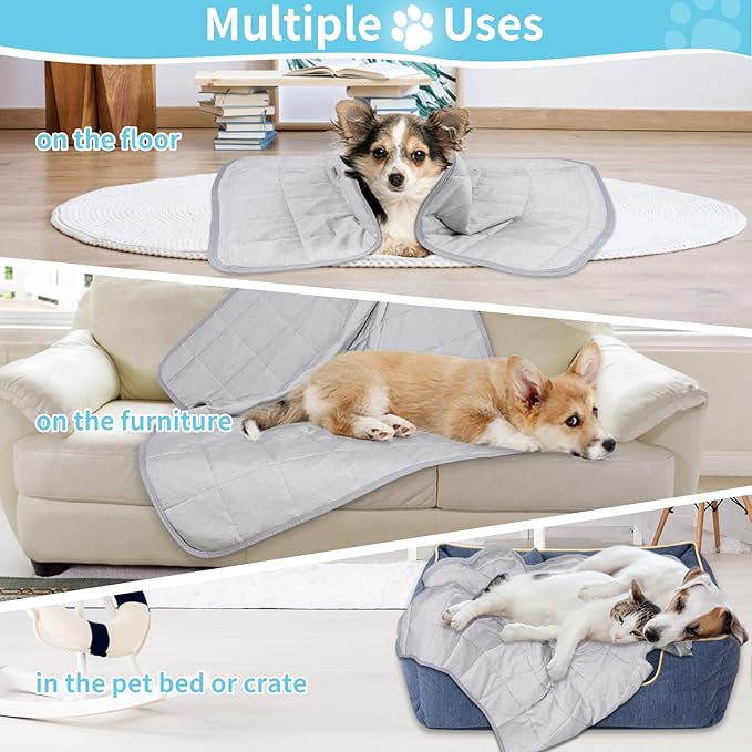 Dog Cooling Blanket, 0.4 Q-MAX Cooling Blanket For Large Dogs Washable, Cool To Touch Dog Blankets For Bed Cover, Soft Lightweight Cooling Dog Blanket Help Your Pet Sleep Well In Summer (43"×55"/Grey)