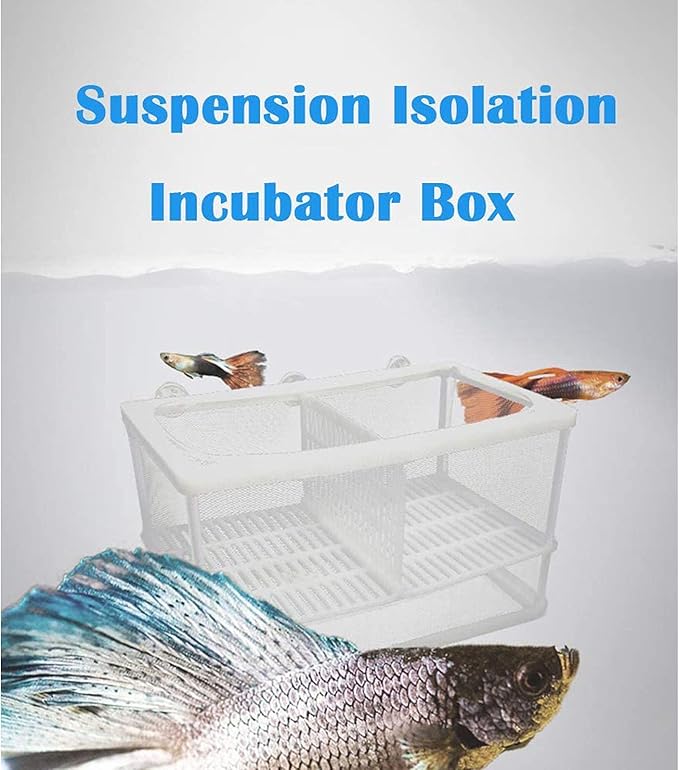 Aquarium Fish Breeder Box, Fish Isolation Box, Hatching Box, Juvenile Fish Spawning Incubator, Water Isolation Net Hatcher, Nylon Mesh Fish Fry Hatchery Breeder Box Separation Net(White L)