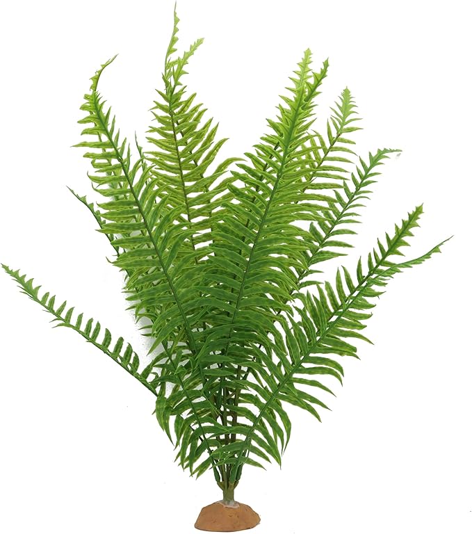 Fake Fern Plants, Reptile Plastic Terrarium Decor, Reptiles Amphibians Tank Accessories for Crested Gecko Leopard Lizard Chameleon (Fern-L)