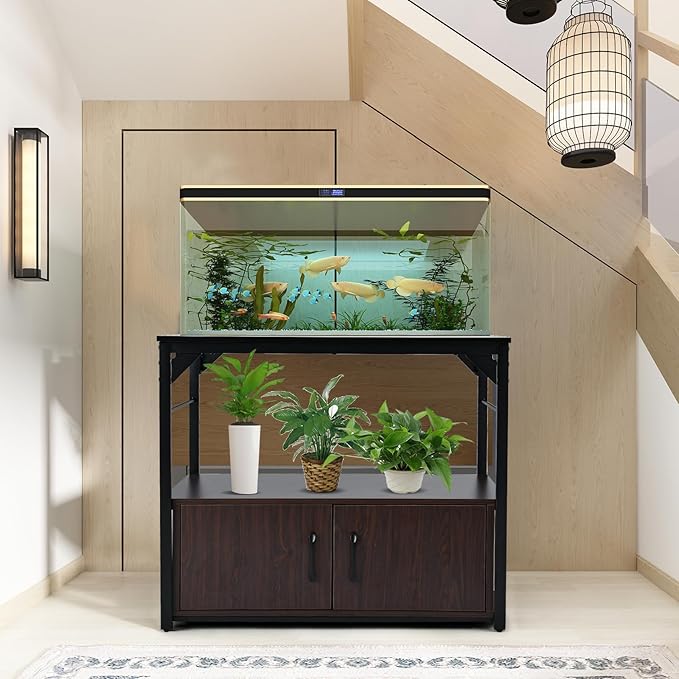 40 Gallon Fish Tank Stand Aquarium Stand with Storage Cabinet, Fish Tank with Stand for Fish Tank Accessories Storage for Fish Lovers Bearable 660 lbs