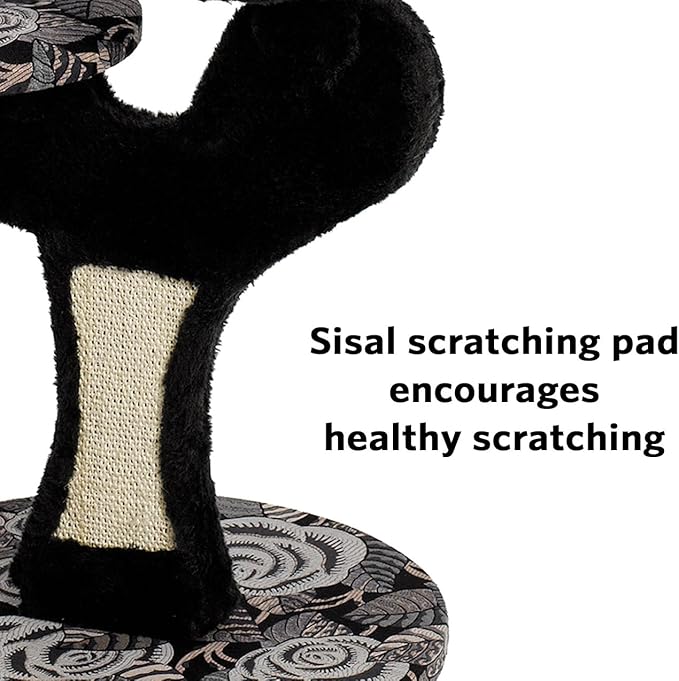 MidWest Homes for Pets Cat Tree | Salvador Cat Tree w/Built-in Sisal Cat Scratching Pad & Cat Look-Out Lounge, Black/White Pattern, Small Cat Tree