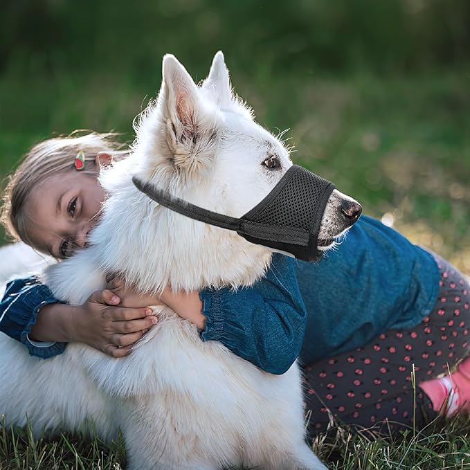 HEELE Dog Muzzle,Soft Nylon Muzzle Anti Biting Barking Chewing,Air Mesh Breathable Drinkable Adjustable Loop Pets Muzzle for Small Medium Large Dogs 4 Colors 4 Sizes XS