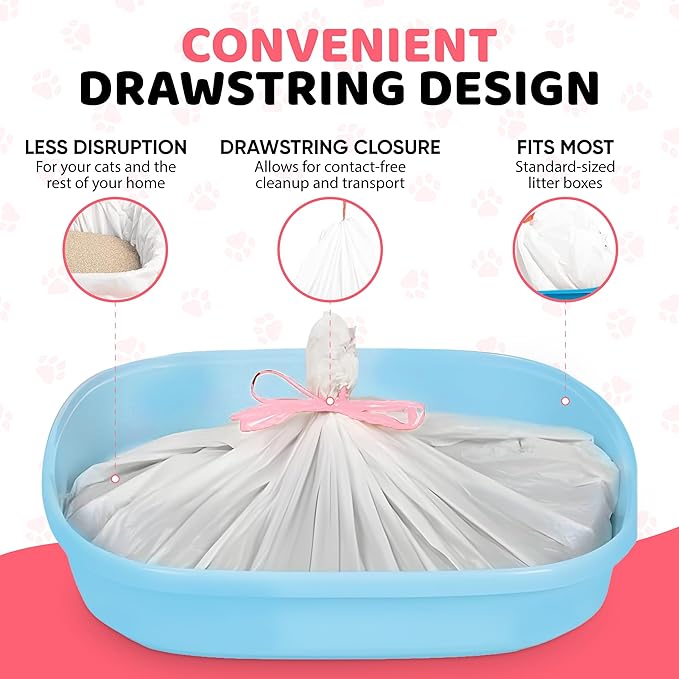 Extra Heavy Duty Jumbo Cat Litter Box Liners 20 Count Cat Waste Liners