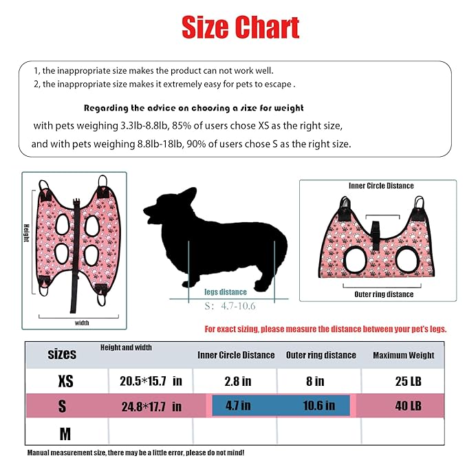 Cat and Dog Grooming Hammock with Safety Belt for Nail Clipping、Grooming,Cat bathing bag for cat nail trimming and coat care,Pet Grooming Hammock for Dogs & Cat, Dog Grooming Harness(S, pink)