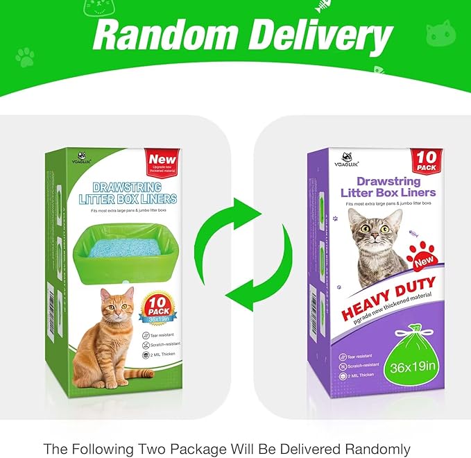 Litter Box Liners Heavy Duty Super Thick 2MIL Jumbo Drawstring Cat Litter Liner Bags 36" x 19" Litter Pan Liners 30 Count