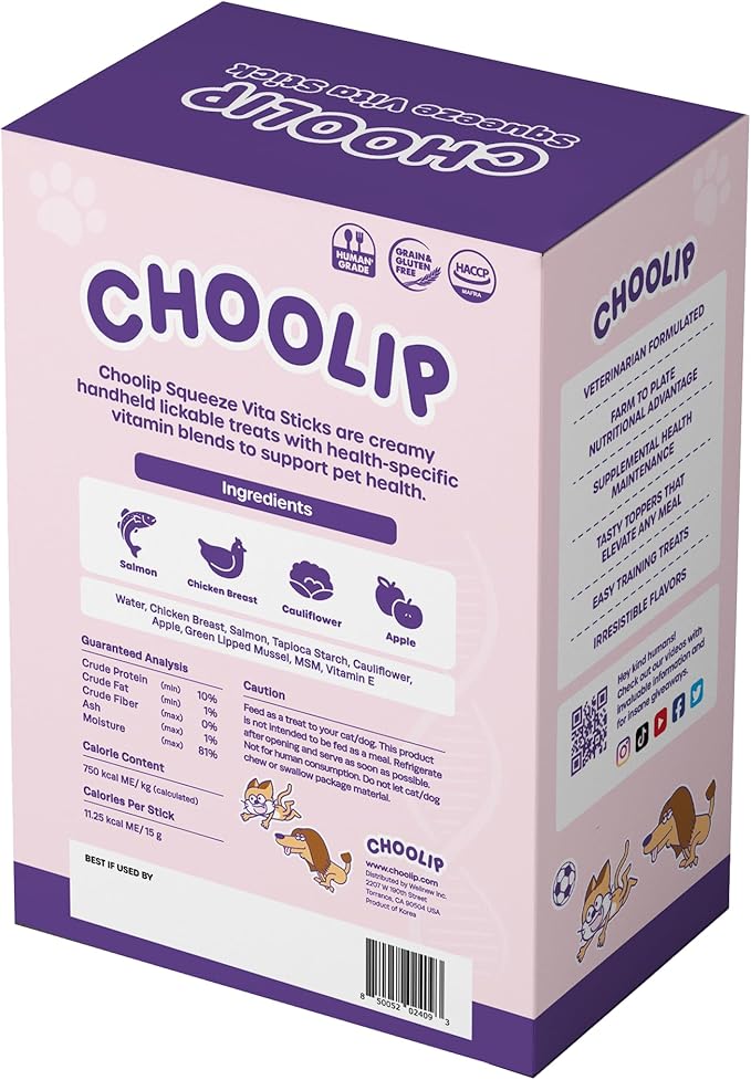 Squeeze Vita Stick for Joints. Lickable Cat and Dog Treats with Green Lipped Mussels, MSM, Vitamin E and More. Vet-Formulated 49pk Snack for Cats Dogs Pouches for Pet Training, Food Toppers