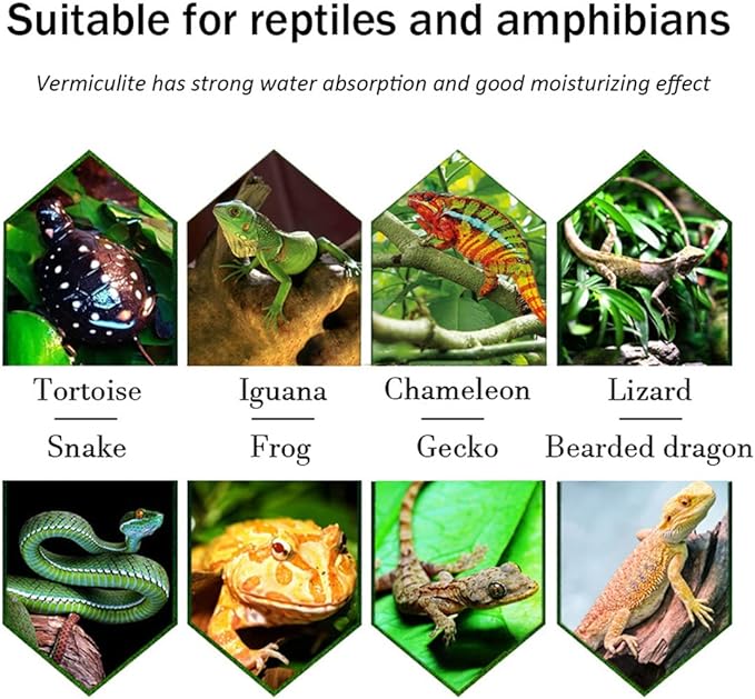 Hamiledyi Reptile Substrate Vermiculite Bedding Snake Hibernant moisturizing Soil Terrarium Bedding for Snake Tortoise Lizard Hatching Eggs(2.1Quart/2L)