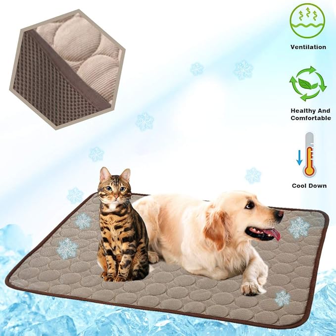 Washable Dog Cooling Mat Ice Silk Cooling Mat for Dogs Pet Self Cooling Pad Blanket Dog Cooling Pad for Indoor & Outdoor Car Seats