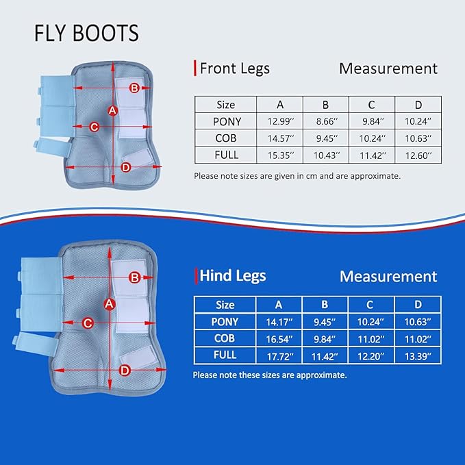 Horse Fly Boots Set of 4, Breathable Comfy Mesh Fly Boots for Horses, Non-slip Horse Fly Leggings No More Stomping & Horsefly Nuisance Lightblue Cob