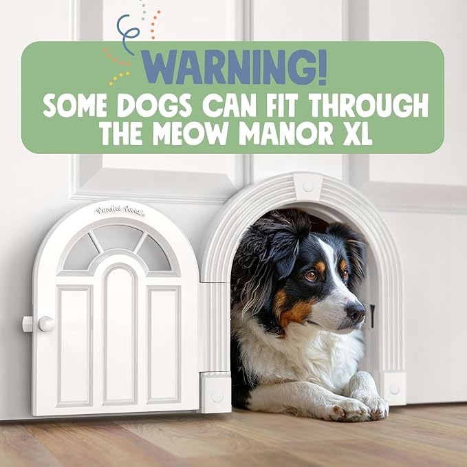 Cat Door Interior Door - Meow Manor Extra Large Pet Door, 10.25 x 11 No-Flap Cat Door Interior Door for Cats up to 30 lbs, Easy DIY Setup, Secured Installation in Minutes, No Training Needed