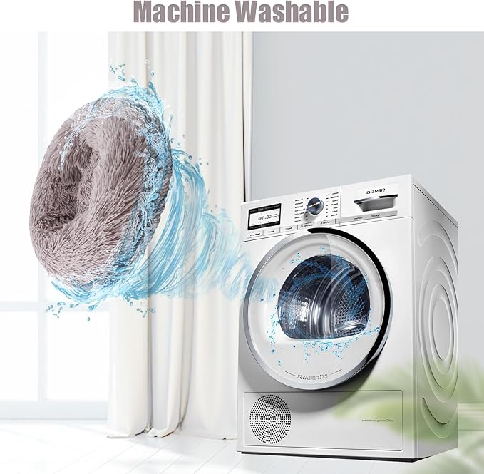 Aurako Cat Bed Dog Bed Round Cushion Pet Bed Mat Ultra Soft Plush Donut Sofa Comfortable Pillow Machine Washable Pet Cuddle Beds for Kitten Small Medium Large Dogs Cats 20" Taupe