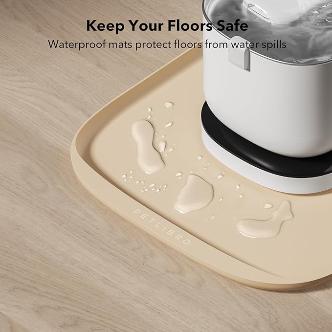 PETLIBRO Dog Food Mat, Safety Silicone Cat Food Mat for Feeder & Fountain, Waterproof Dog Bowl Mats, Raised Edge Spill Protection Floor, Cove Feeding Mat for Pet