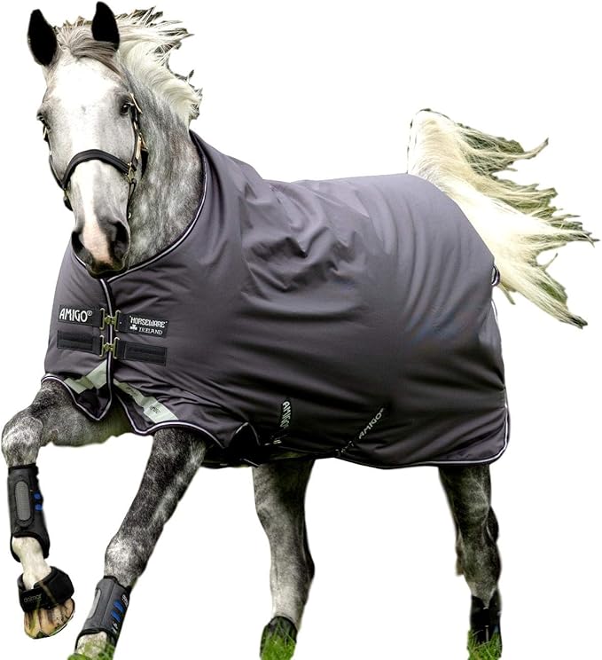 HORSEWARE Ireland Amigo Bravo 12 Original Lightweight Waterproof Breathable Horse Turnout Blanket (0g Fill), Excal/Plum/Silver, 69