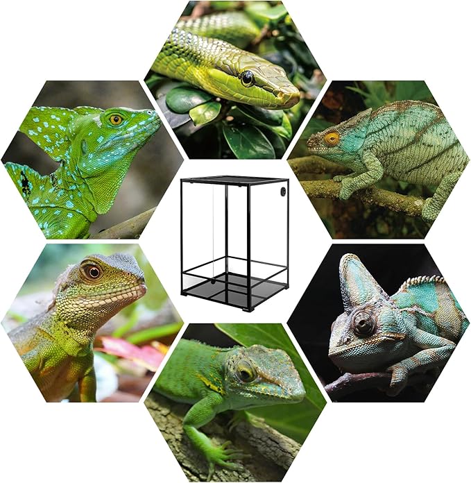 REPTIZOO 90 Gallon Reptile Terrarium 24" x 24" x 36" Large Glass Reptile Tank, Tall Reptile Terrarium with Front Opening Door and Top Screen Ventilation Easy Assembly Reptile Habitat Tank
