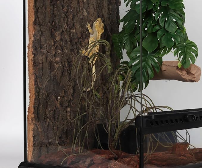 Reptile Terrarium Decor Plants, Bearded Dragon Tank Accessories fit Crested Gecko Leopard Lizard Chameleon Ball Python Snake Frog - Fake Forage Grass Plants