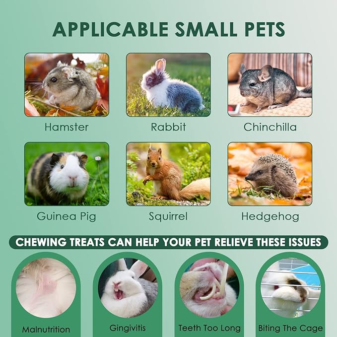 KATUMO Rabbit Treats, Dwarf Hamster Treats Natural Chew Toys for for Guinea Pig Hamster Bunny Chinchilla Gerbil, 180g / 6oz