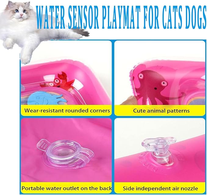 Water Sensor Play Mat for Cats, Sensor Water Playmat, Thickened Sensor Water Mat for Pet, Water Sensory Playmat for Dog Play Feel Cool Comfort