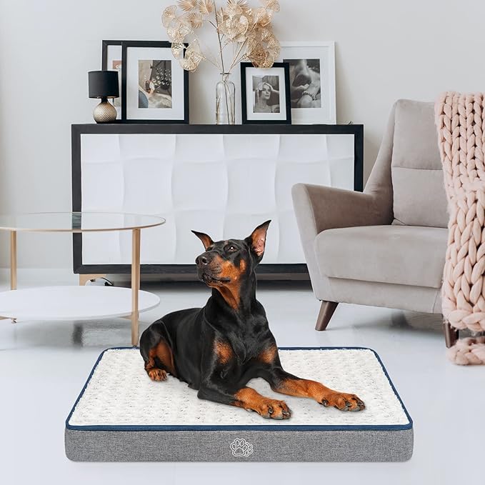 EMPSIGN Reversible Cool and Warm Dog Bed for Crate Pad, Pet Beds with Washable and Removable Cover, Dog Crate Bed Sleeping Mats, Bed for Dog Crate for Large Medium Small Dogs, Grey