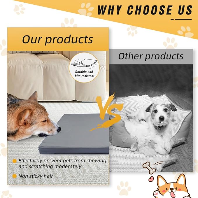 Pet Bed Cover L 36x27x3'' Dog Bed Covers Waterproof Dog Bed Covers Large Dog Bed Washable Removable Cover Dog Bed Covers Replacement Washable Dog Bed Covers with Zipper,Grey