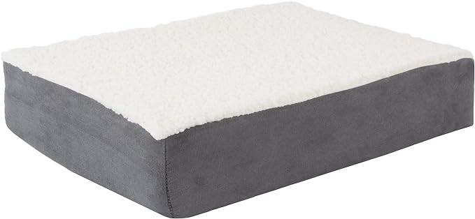 Orthopedic Dog Bed - 2-Layer Memory Foam Crate Mat with Machine Washable Sherpa Cover - 20x15 Pet Bed for Small Dogs Up to 20lbs by PETMAKER (Gray)