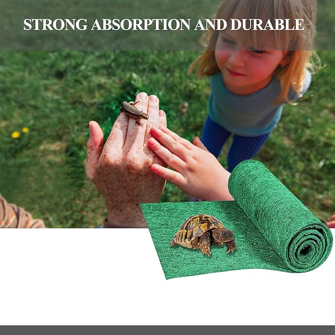 47" x 24" Large Reptile Carpet Terrarium Liner Bedding Reptile Substrate Mat Tank Accessories for Bearded Dragon Snake Lizard Tortoise Leopard Gecko (Green)