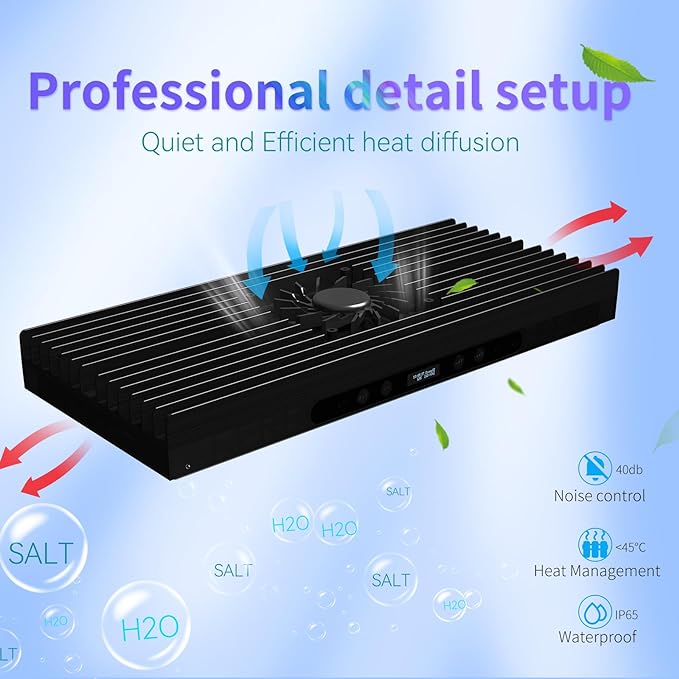 Aquarium Light-140 Watts Reef Light High Penetration Wide Coverage Sunrise Sunset Moonlight Saltwater Lights for Coral with Master Slave Group Control & Timer & Screen