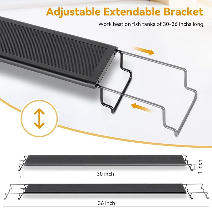 hygger 26W 24/7 Lighting Aquarium LED Light, Sunrise-Daylight-Moonlight and DIY Mode, Adjustable Timer/Brightness/Color Full Spectrum Aquarium Light with Extendable Bracket for 30-36 Inch Fish Tank