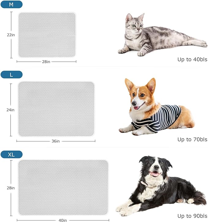 Mora Pets Dog Cooling Mat Breathable Cooling Pad for Dog Cats Washable Pet Cooling Mat for Indoor Outdoor Pets with Non-Slip Bottom Light Grey 40'' x 28'' Extra Large