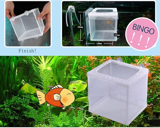 2Pcs White Nylon Mesh Fish Fry Hatchery Breeder Box Separation Net