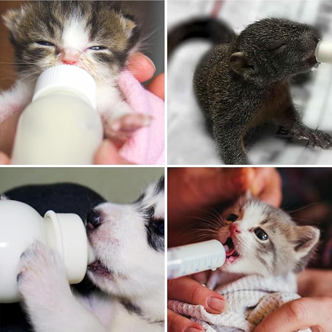 Pet Nursing Bottle,Puppy Bottles for Nursing,Kitten Nursing Bottle,Mini Pet Feeding Bottle and Syringes with Nipples for Newborn Rabbits, Small Animals, Squirrel,Small Breed Puppies