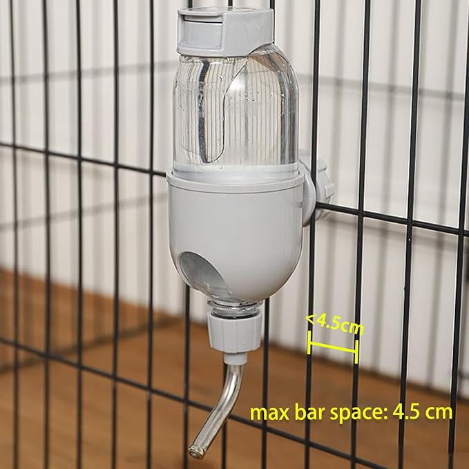 Pet Water Bottle for Cage Crate 17oz Water Dispenser for Small Animal Rabbit Guinea Pig Chinchilla Ferret Squirrel Hedgehog (Gray)