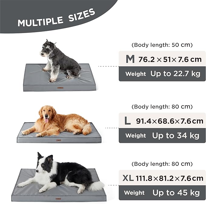 Lesure XL Waterproof Dog Beds - Outdoor Dog Bed Washable with Oxford Fabric Surface, Extra Large Egg Orthopedic Foam Pet Bed with Removable and Durable Cover, Machine Washable