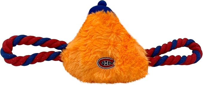 Pets First NHL Montreal Canadians Mascot Toy for Dogs & Cats. Cute & Entertaining Face with Heavy-duty Ropes. 7" Chewy Cartoon Toy with Inner Squeaker