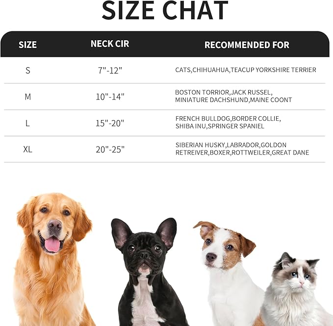 Protective Inflatable Dog Cone After Surgery, Soft Inflatable Donut Collar for Dogs and Cats, Prevent from Biting & Scratching, Not Block Vision (Black Cone Collar S)