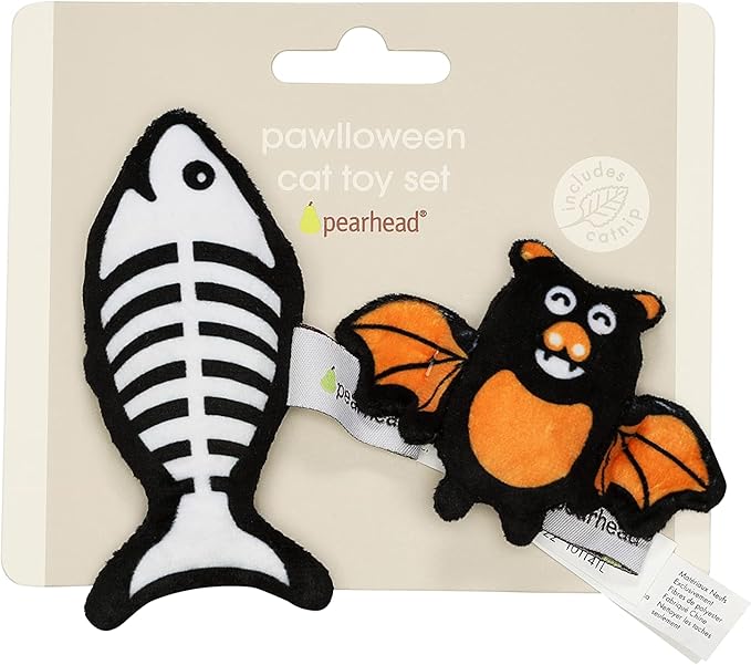 Pearhead Halloween Cat Toys, Set of 2, Holiday Pet Toys, Crinkle and Catnip Toys, Cat Teaser Toys, Must Have Pet Accessories for Pet Owners