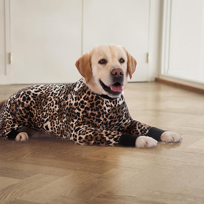 Recovery Suit for Large Medium Dogs After Surgery, Soft Breathable Anti Licking Dog Onesie E-Collar & Cone Alternative, Pet Bodysuit for Preventing Hair Loss Full Cover Wound(5XL, Leopard Print)