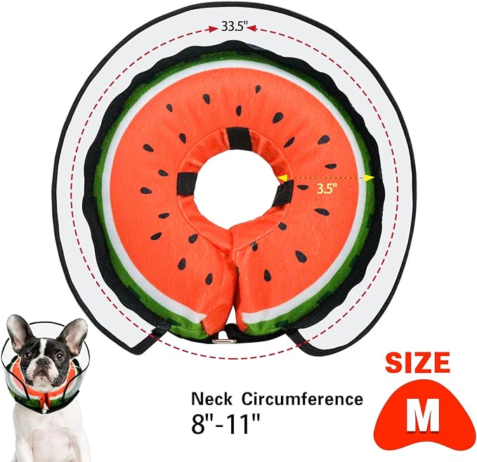 Dog Cone,Dog Surgery Collar,Dog Cones for Small Medium Large Dogs,Inflatable Cone for Dogs,Watermelon Dog Cone Collar, Does not Impede Vision Dog Recovery Collar