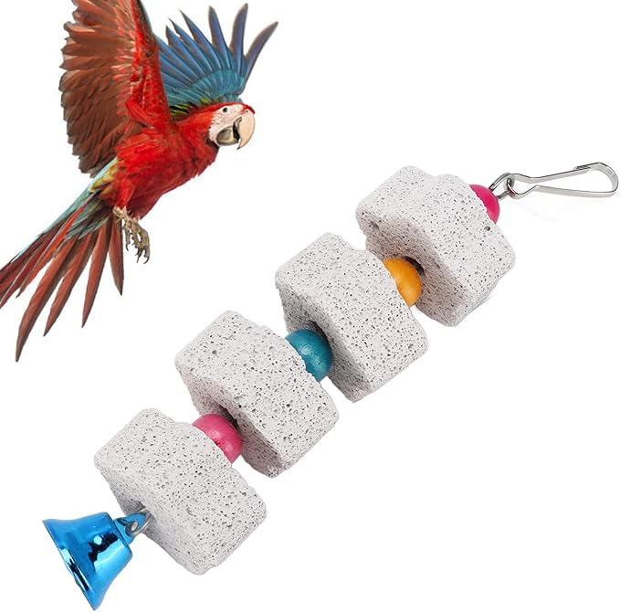 Parrot Chewing Toy, Bird Beak Grinding Mineral Stone Colorful Bird Block Toys Parrot Lava Block Calcium Supplement Food Chew Training Toys for African Greys Eclectus Budgies