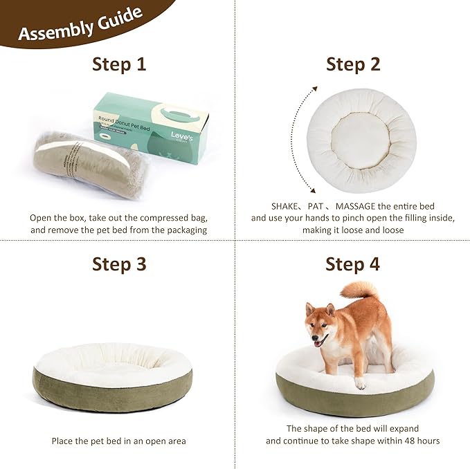 Love's cabin Round Donut Cat and Dog Cushion Bed, 25in Pet Bed for Small or Medium Dogs, Anti-Slip & Water-Resistant Bottom, Soft Durable Fabric Pet Beds, Washable Calming Cat & Dog Bed Olive Green