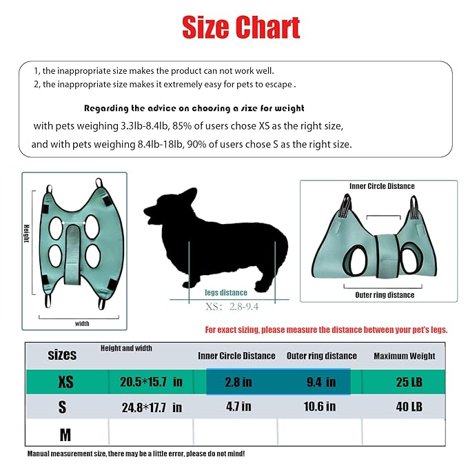 Cat and Dog Grooming Hammock with Safety Belt for Nail Clipping、Grooming.Cat Bathing Bag for cat Nail Trimming ,Pet Claw Care Bag, Dog Grooming Harness(XS,Be Sure to Check The Size Chart)
