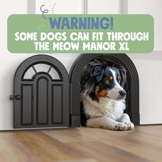 Cat Door Interior Door - Meow Manor Extra Large Pet Door, 10.25 x 11 No-Flap Cat Door Interior Door for Cats up to 30 lbs, Easy DIY Setup, Secured Installation in Minutes, No Training Needed