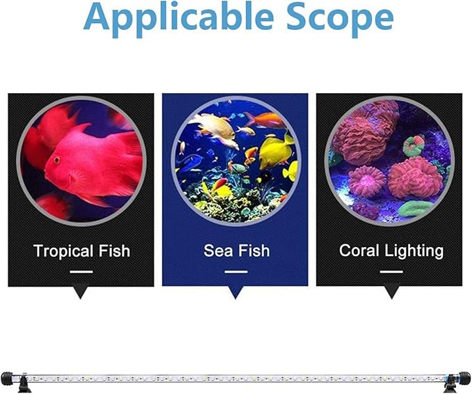 LED Aquarium Light, 7-44 Inch Waterproof Fish Light White with Blue, RGB Underwater Lamp Submersible LED Light for Fish Tank