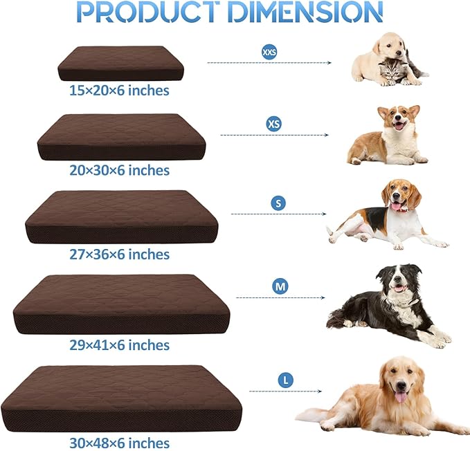 CHHKON Dog Bed Covers Replacement Washable Waterproof Pet Puppy Bed Cover for Dog, Cover Only (Brown,36x27x6 inch)