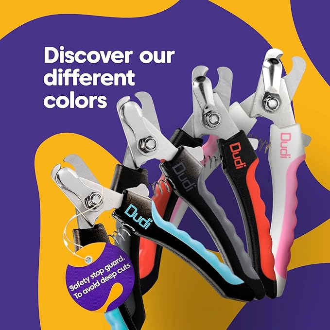 Dudi Pet Cat Nail Clipper for Indoor Cats - Dog and Cat Nail Trimmer for Small Breeds with Razor Sharp Blade and Easy to Use Pet Nail File and Safety Guard to Avoid Overcutting - Professional Quality