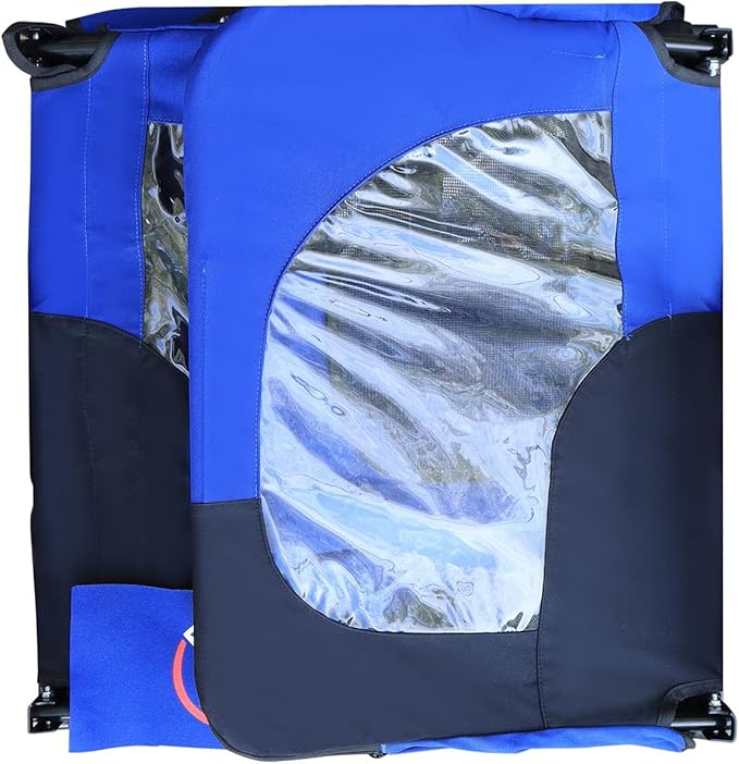 Dog Bike Trailer,2-in-1 Pet Stroller Cart,Foldable Bicycle Pet Trailer with 16 Inch Air Wheel,Blue, 45.7x22.8x27.6 inch