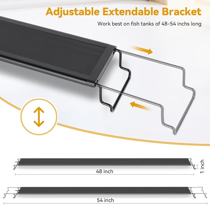 hygger 48W 24/7 Lighting Aquarium LED Light, Sunrise-Daylight-Moonlight and DIY Mode, Adjustable Timer/Brightness/Color Full Spectrum Aquarium Light with Extendable Bracket for 48-54 Inch Fish Tank