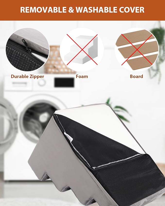 Dog Stairs for Small Dogs,22.5’’ 5-Step Pet Stairs for High Beds and Couches,Dog Steps with Non-Slip Bottom and High-Density Foam Indoor Outdoor, Grey